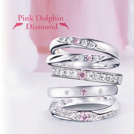 ピンクダイヤモンドの結婚指輪ピンクドルフィンダイヤモンド