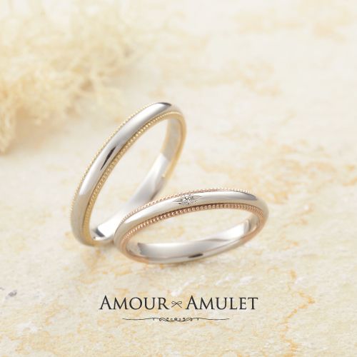 アムールアミュレットのコンビリングの結婚指輪でフルール