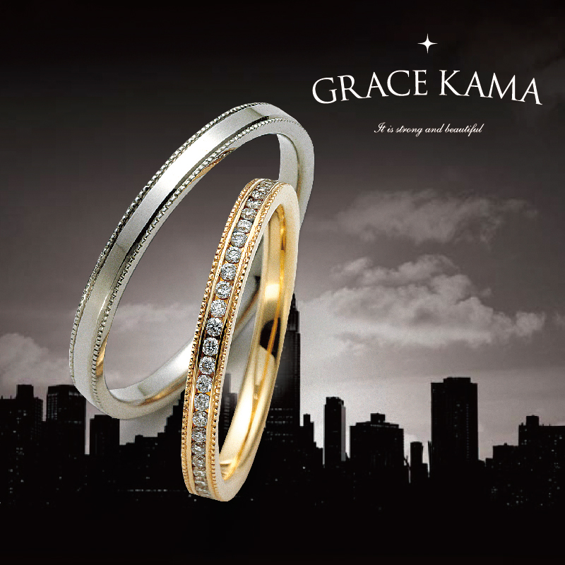鍛造製法の結婚指輪でGrace KamaのKennedy Airport N.Y