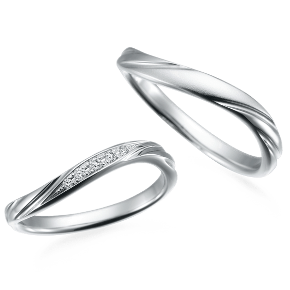 大阪で探すひねった(ひねりの)のデザインの結婚指輪パターン①SomethingBlue
