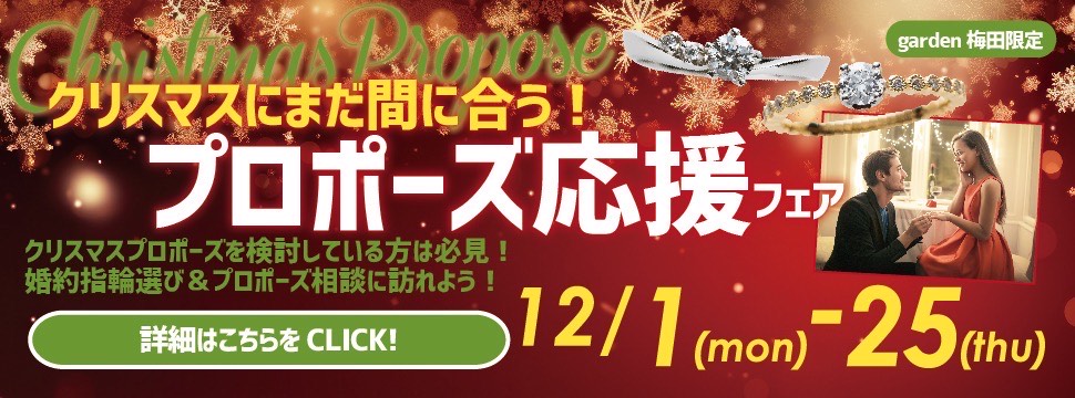 クリスマスにまだ間に合う直前プロポーズ応援フェア